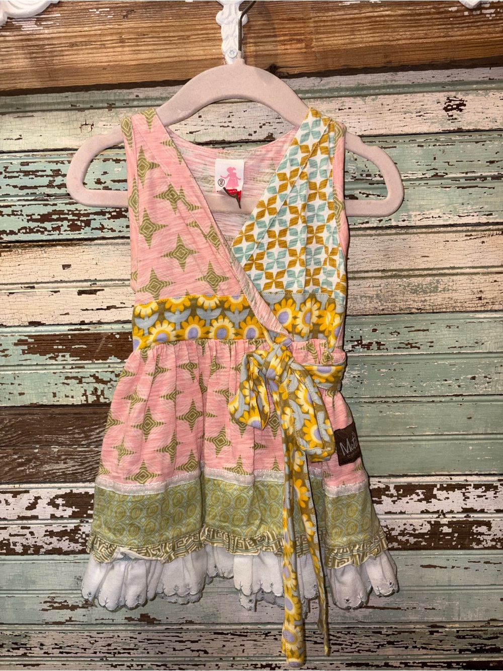 Matilda Jane Pink Dress with Yellow and Teal Accents